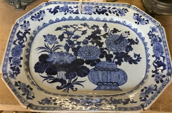 Nanking blue and white dish(-)